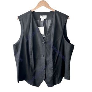 Vintage Newport News Linen Black Vest Size 24W